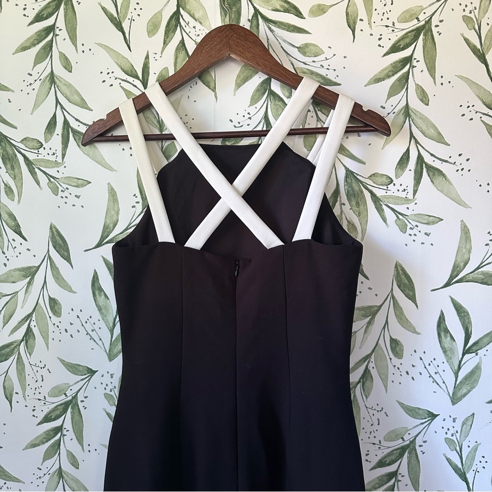 Lauren Ralph Lauren Black Midi Sheath Dress with White Double Straps. Size 4 - Picture 4 of 10